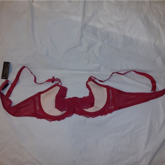 Youmita 36C Persian Red Unpadded Soft Lace Bra NWT - Picture 5 of 6